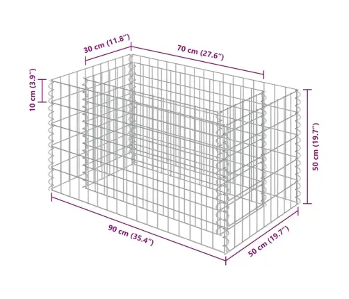 Gabions, Augstā Puķu Kaste, Cinkots Tērauds, 90X50X50 Cm Vidaxl