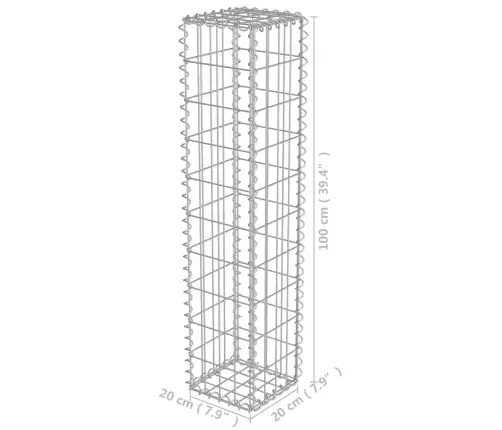 Gabions Ar Vāku, Cinkots Tērauds, 20X20X100 Cm Vidaxl
