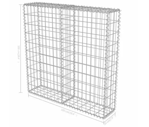 Gabions Ar Vāku, Cinkots Tērauds, 100X20X100 Cm Vidaxl