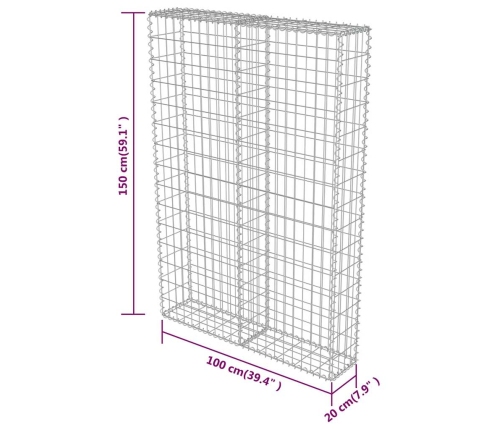 Gabions Ar Vāku, Cinkots Tērauds, 100X20X150 Cm Vidaxl