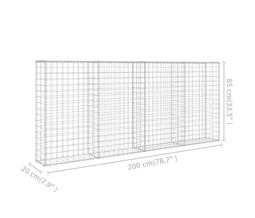 Gabions Ar Vāku, Cinkots Tērauds, 200X20X85 Cm Vidaxl