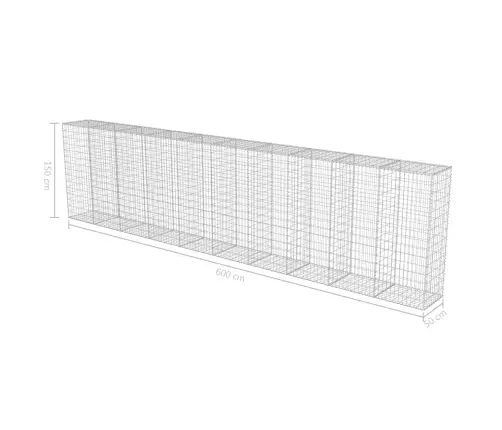 Gabions Ar Vāku, Cinkots Tērauds, 600X50X150 Cm Vidaxl