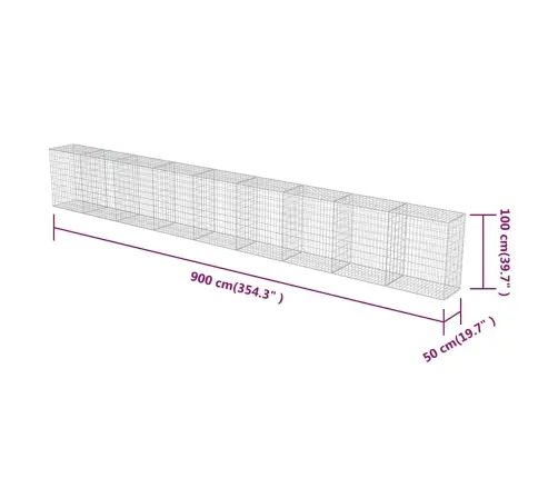 Gabions Ar Vāku, Cinkots Tērauds, 900X50X100 Cm Vidaxl