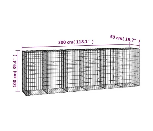 Gabions Ar Vāku, Cinkots Tērauds, 300X50X100 Cm Vidaxl