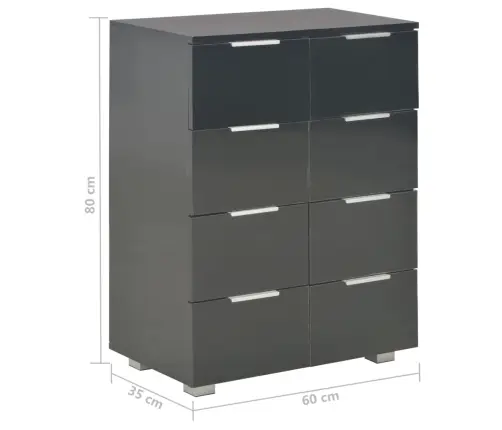 Puhvetkapp Kõrgläikega Must, 60X35X80 cm Tehispuit