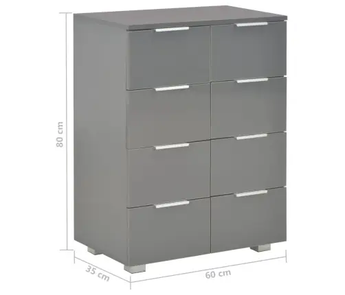 Puhvetkapp Kõrgläikega Hall, 60X35X80 cm Tehispuit