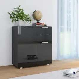 Kumode, 71X35X80 Cm, Spīdīgi Melna, Skaidu Plāksne Vidaxl