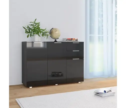 Puhvetkapp, Kõrgläikega Must, 107X35X80,5 Cm