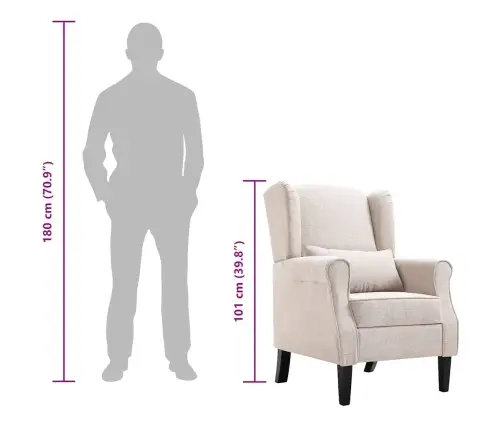 Atpūtas Krēsls, Bēšs Audums Vidaxl Atpūtas Krēsls, Bēšs Audums Vidaxl