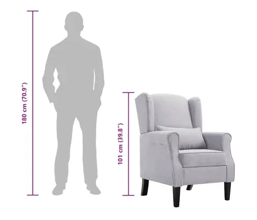 Atpūtas Krēsls, Gaiši Pelēks Audums Vidaxl
