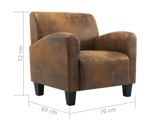 Diivanitool, Pruun, 70 X 69 X 72 cm Kunstnahk