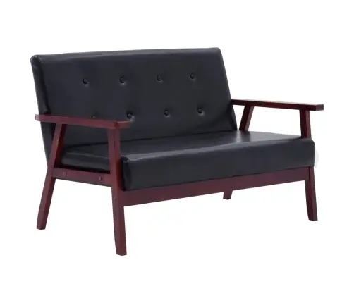 Divvietīgs Dīvāns, Melns Mākslīgā Āda Vidaxl