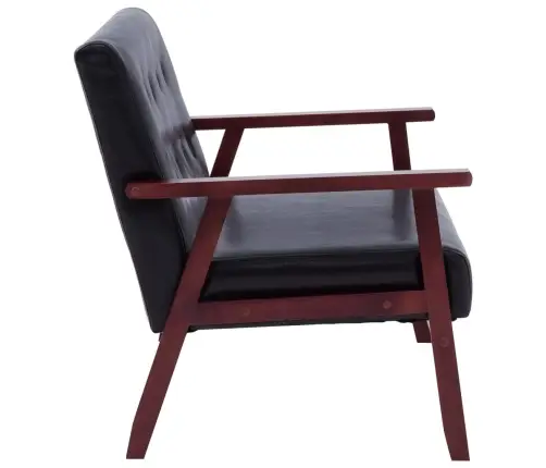 Divvietīgs Dīvāns, Melns Mākslīgā Āda Vidaxl