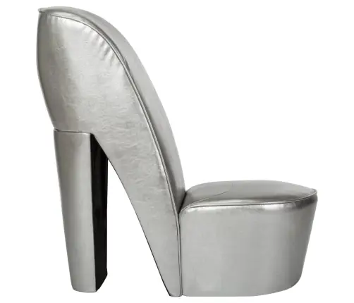 Aukštakulnio Formos Kėdė, Sidabrinės Spalvos, Dirbtinė Oda