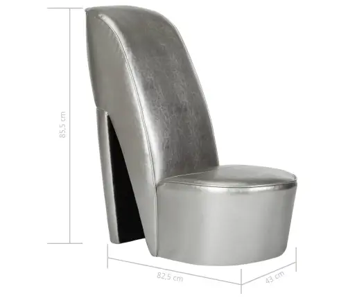 Aukštakulnio Formos Kėdė, Sidabrinės Spalvos, Dirbtinė Oda