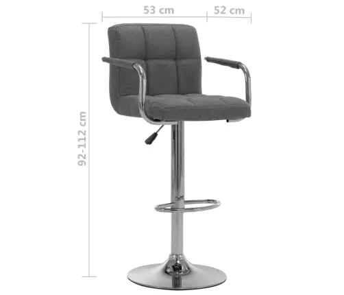 Baro Kėdės, 2 Vnt., Šviesiai Pilkos Spalvos, Audinys