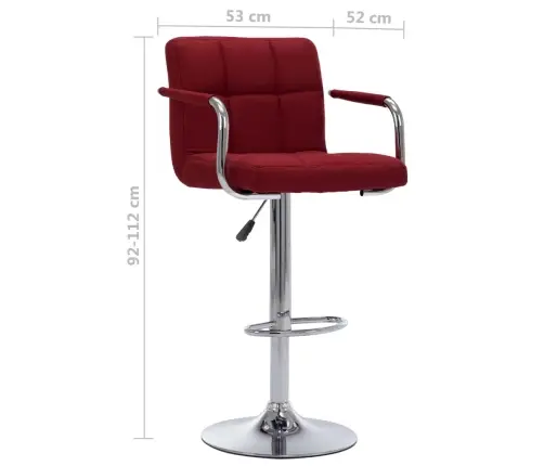 Bāra Krēsli, 2 Gab., Vīnsarkans Audums Vidaxl