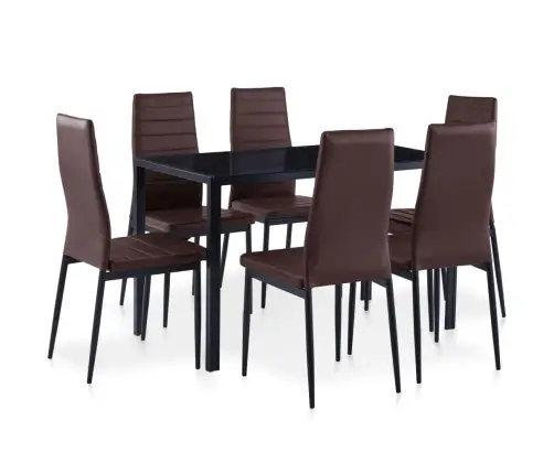 Seitsmeosaline Söögitoakomplekt, Pruun