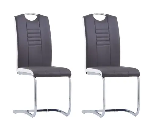 Gembinės Valgomojo Kėdės, 2 Vnt., Pilkos, Dirbtinė Oda