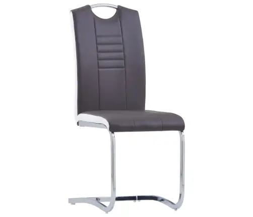 Gembinės Valgomojo Kėdės, 2 Vnt., Pilkos, Dirbtinė Oda