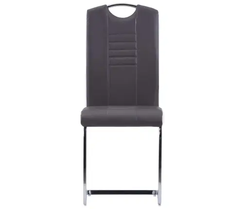 Gembinės Valgomojo Kėdės, 2 Vnt., Pilkos, Dirbtinė Oda