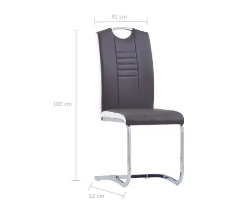 Gembinės Valgomojo Kėdės, 2 Vnt., Pilkos, Dirbtinė Oda