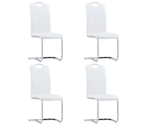 Gembinės Valgomojo Kėdės, 4Vnt., Baltos, Dirbtinė Oda