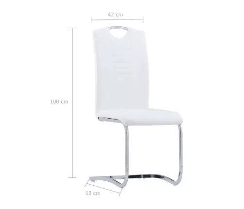 Gembinės Valgomojo Kėdės, 4Vnt., Baltos, Dirbtinė Oda