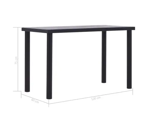 Virtuves Galds, Melns Un Betona Pelēks, 120X60X75 Cm, Mdf Vidaxl