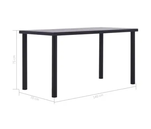 Virtuves Galds, Melns Un Betona Pelēks, 140X70X75 Cm, Mdf Vidaxl