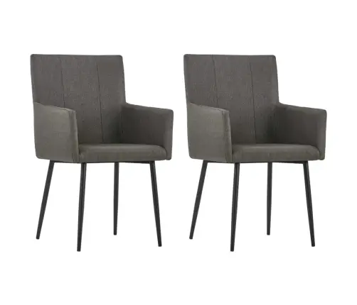 Virtuves Krēsli Ar Roku Balstiem, 2 Gab., Pelēkbrūns Audums Vidaxl