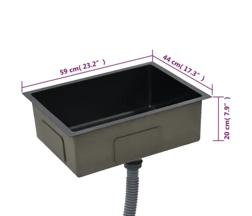 Virtuves Izlietne, Nerūsējošs Tērauds, Melna Vidaxl