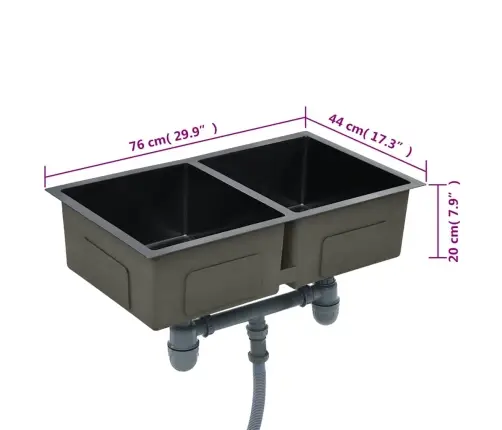 Käsitsi Valmistatud Köögivalamu, Must, Roostevaba Teras