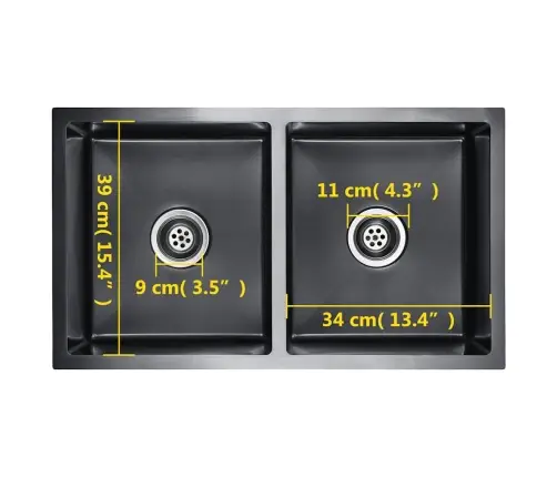 Käsitsi Valmistatud Köögivalamu, Must, Roostevaba Teras