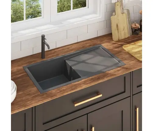 Virtuves Izlietne, Nerūsējošs Tērauds, Melna Vidaxl