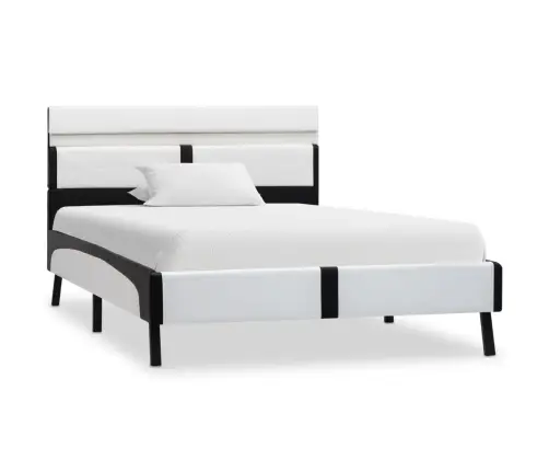 Gultas Rāmis Ar Led, Balta Un Melna Mākslīgā Āda, 90X200 Cm Vidaxl
