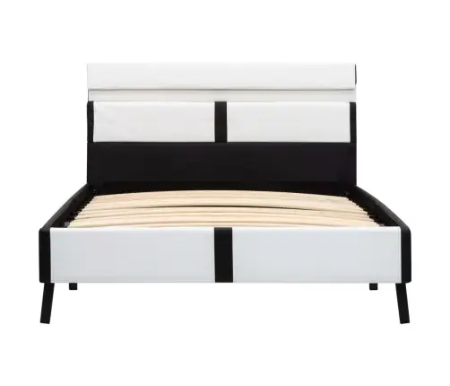 Gultas Rāmis Ar Led, Balta Un Melna Mākslīgā Āda, 90X200 Cm Vidaxl