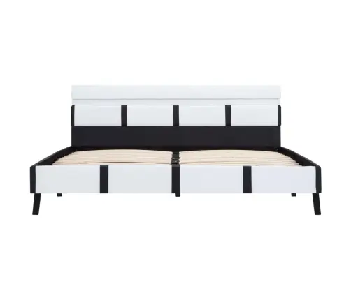 Gultas Rāmis Ar Led, Balta Mākslīgā Āda, 160X200 Cm Vidaxl