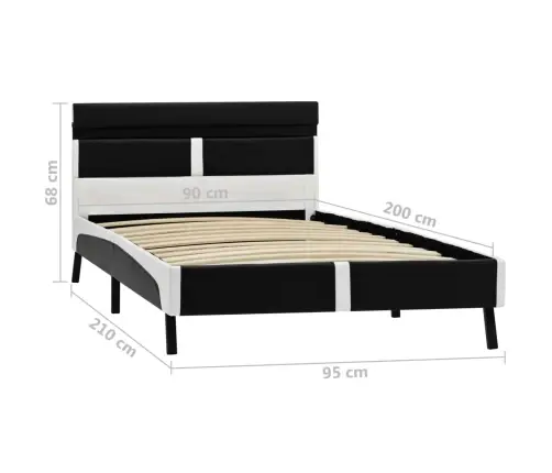 Gultas Rāmis Ar Led, Melna Mākslīgā Āda, 90X200 Cm Vidaxl