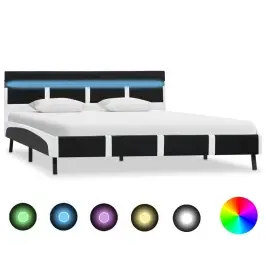 Gultas Rāmis Ar Led, Melna Mākslīgā Āda, 160X200 Cm Vidaxl Gultas Rāmis Ar Led, Melna Mākslīgā Āda, 160X200 Cm Vidaxl