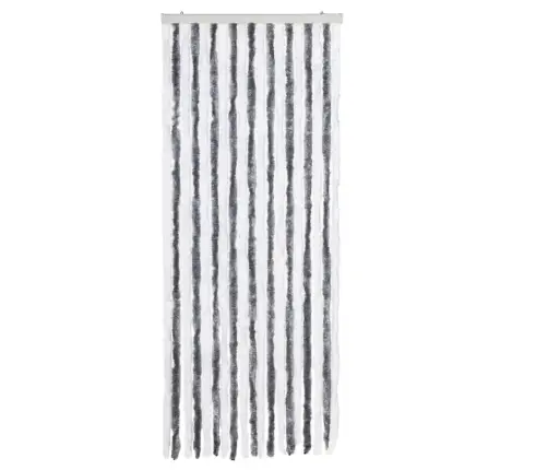 Kukaiņu Aizkars, 56X185 Cm, Pelēks Un Balts Šenils Vidaxl