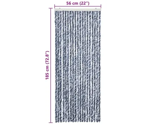 Kukaiņu Aizkars, 56X185Cm, Zils, Balts Un Sudraba Krāsas Šenils Vidaxl