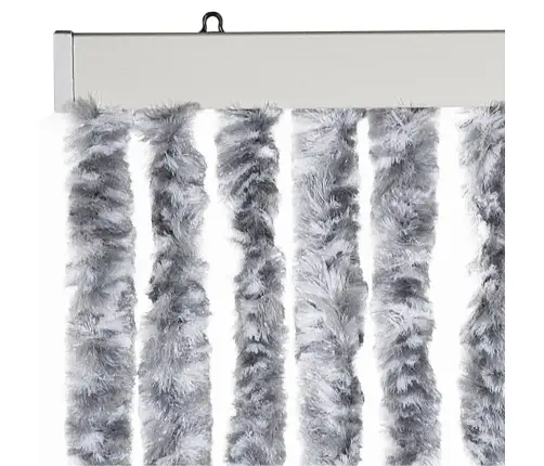 Kukaiņu Aizkars, 56X185 Cm, Balts Un Pelēks Šenils Vidaxl