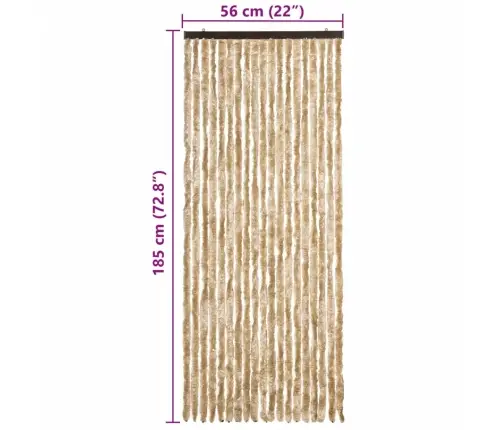 Kukaiņu Aizkars, 56X185 Cm, Bēšs Šenils Vidaxl