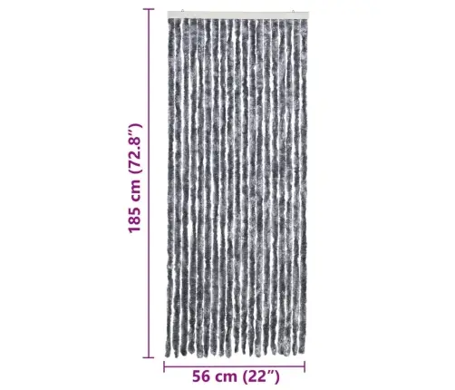 Kukaiņu Aizkars, 56X185 Cm, Sudraba Krāsas Šenils Vidaxl