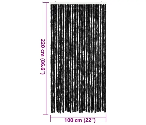 Kukaiņu Aizkars, 100X220 Cm, Antracītpelēks Šenils Vidaxl