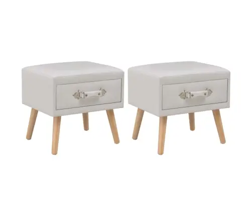 Naktsskapīši, 2 Gab., Balti, 40X35X40 Cm, Mākslīgā Āda Vidaxl