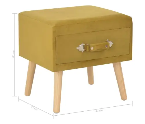 Naktsskapīši, 2 Gab., 40X35X40 Cm, Sinepju Dzeltens Samts Vidaxl