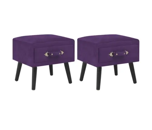 Naktsskapīši, 2 Gab., 40X35X40 Cm, Tumši Violets Samts Vidaxl