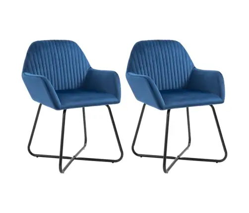 Valgomojo Kėdės, 2Vnt., Mėlynos Spalvos, Aksomas